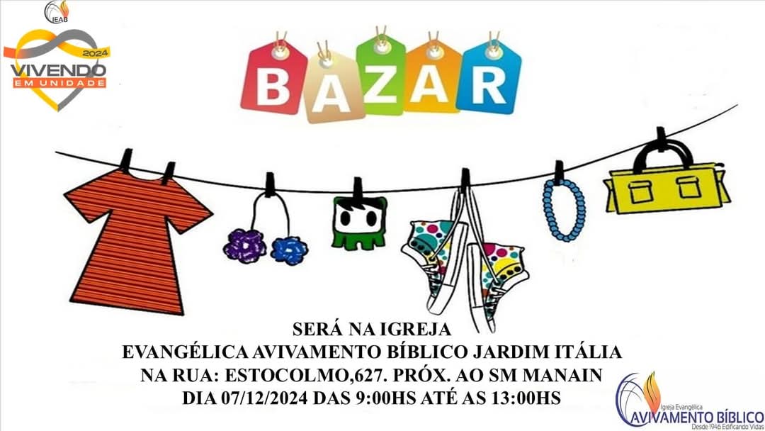 Igreja no Jardim Itália realiza bazar em prol de crianças carentes neste sábado