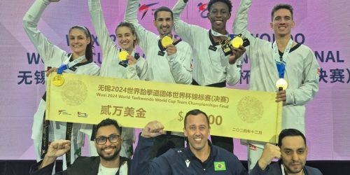 Imagem referente a Brasil é bicampeão por equipes na Copa do Mundo de taekwondo na China