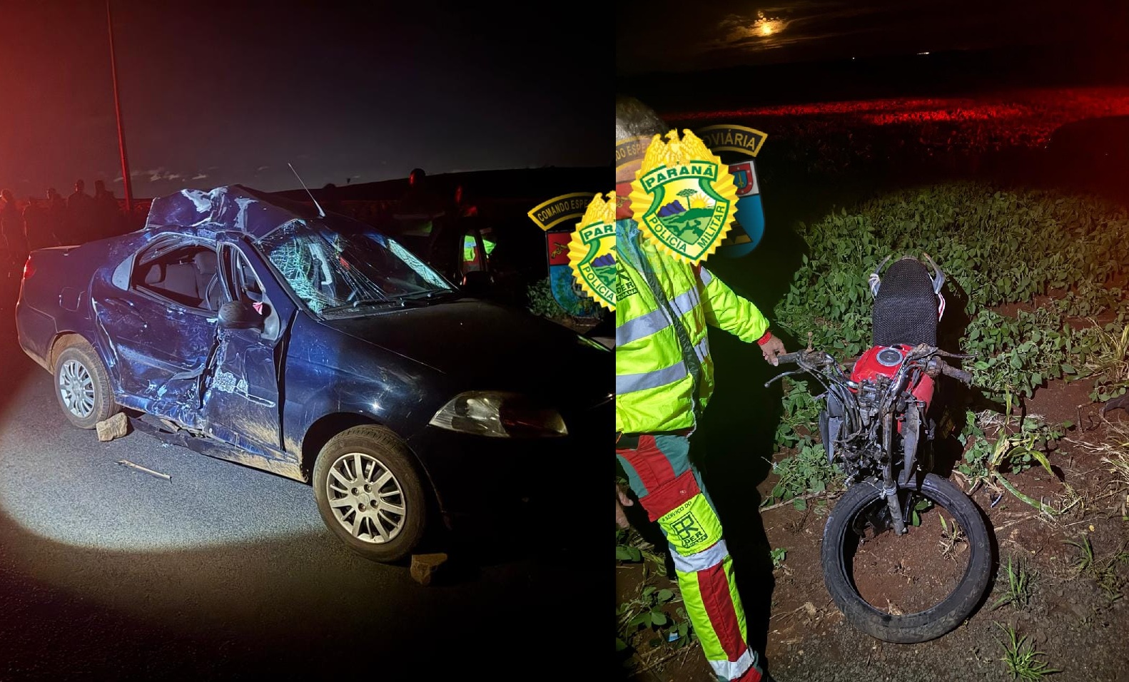 Piloto e moto e passageira de Siena morrem em grave colisão na PR-090