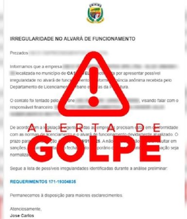 Imagem referente a Alvará irregular? Prefeitura de Cascavel alerta empresários sobre tentativa de golpe