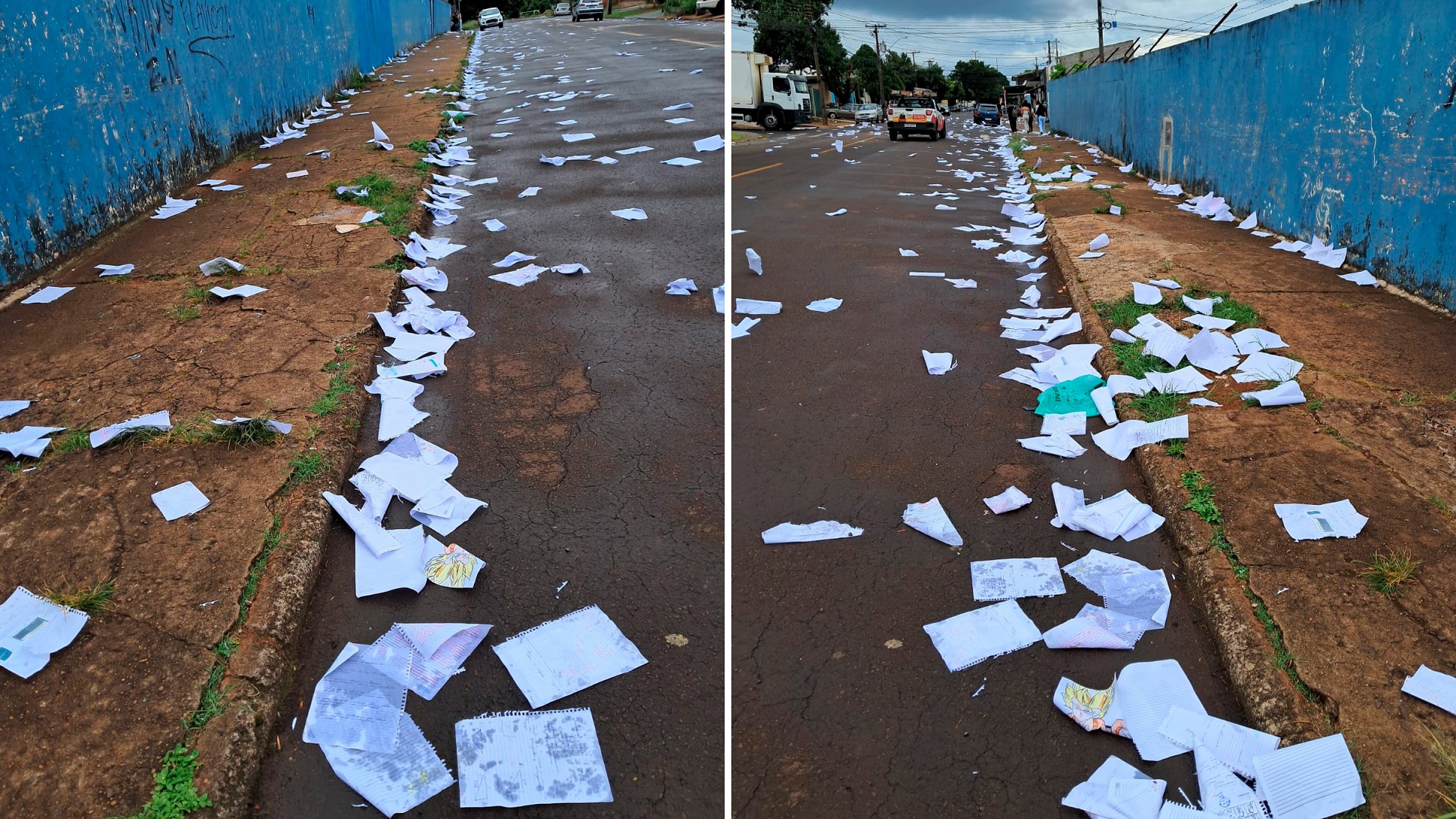 Alunos comemoram fim das aulas, mas rua vira um "Mar de Papel"