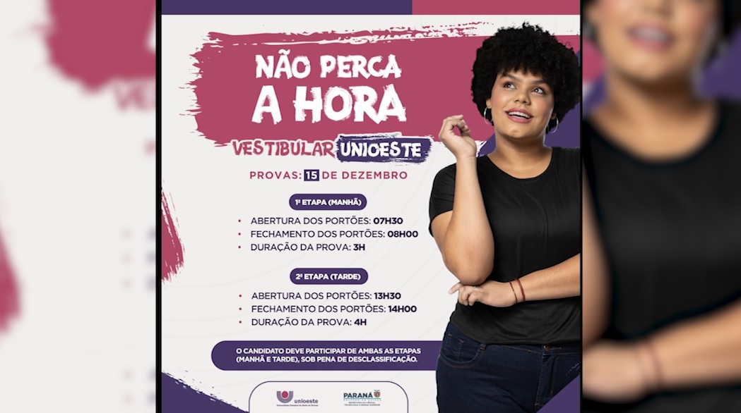 Vestibular Unioeste é neste domingo (15): Saiba o que pode ou não no dia da prova