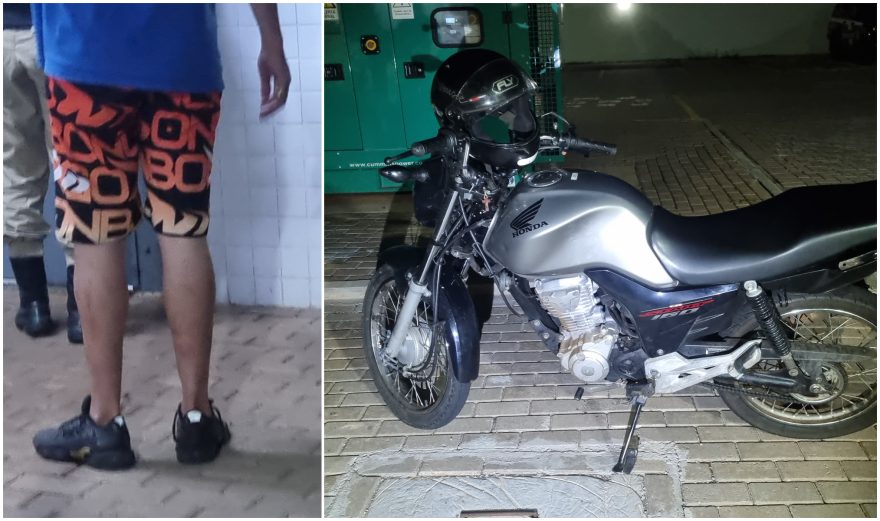 Deu ruim! Homem é detido em frente à Catedral pilotando moto furtada e sem retrovisor