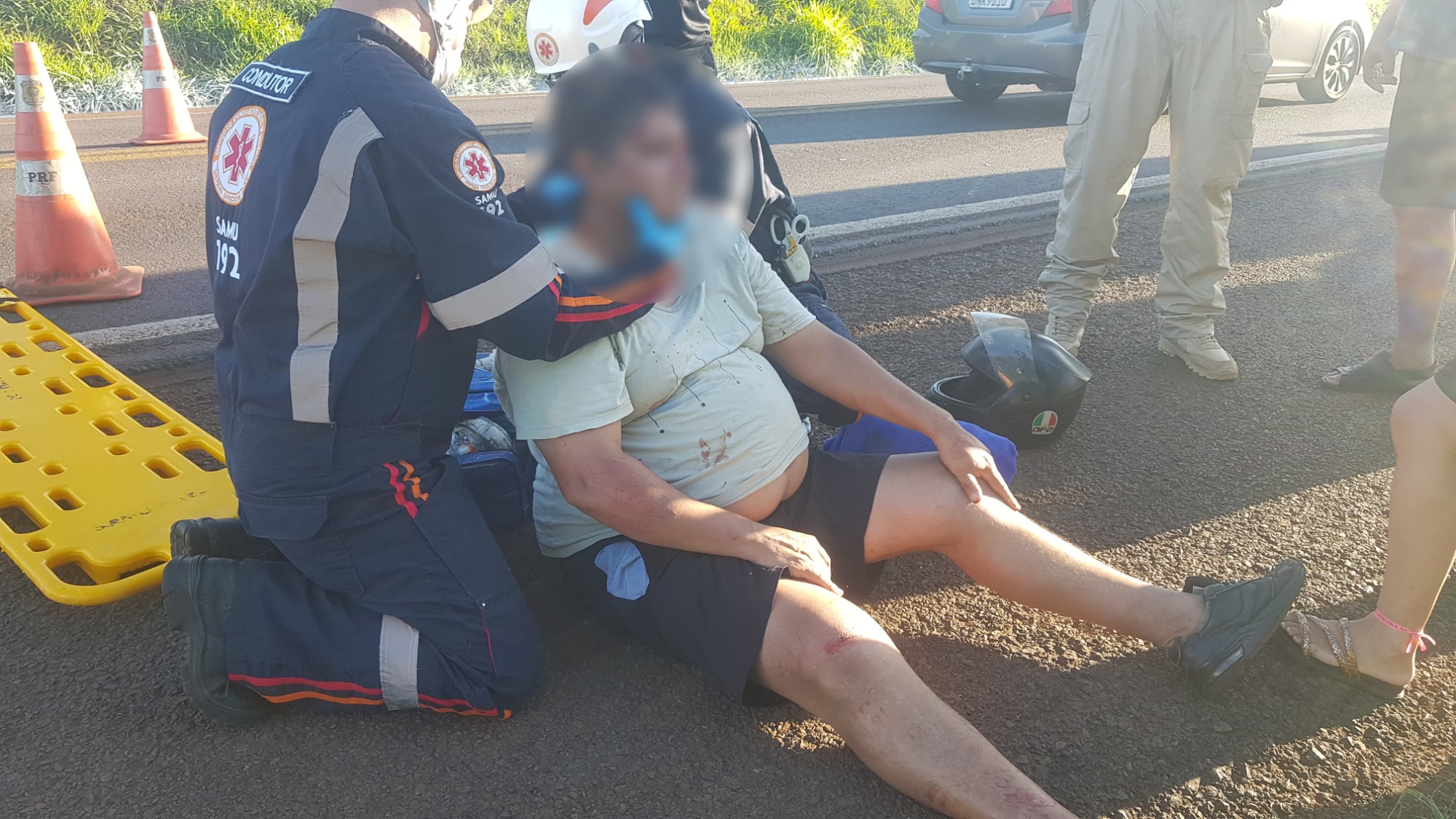 Motociclista de Corbélia sofre vários ferimentos em acidente na rodovia BR-369