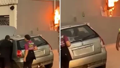 Imagem referente a Tentativa de 'chupeta' em poste resulta em explosão e homem no chão 