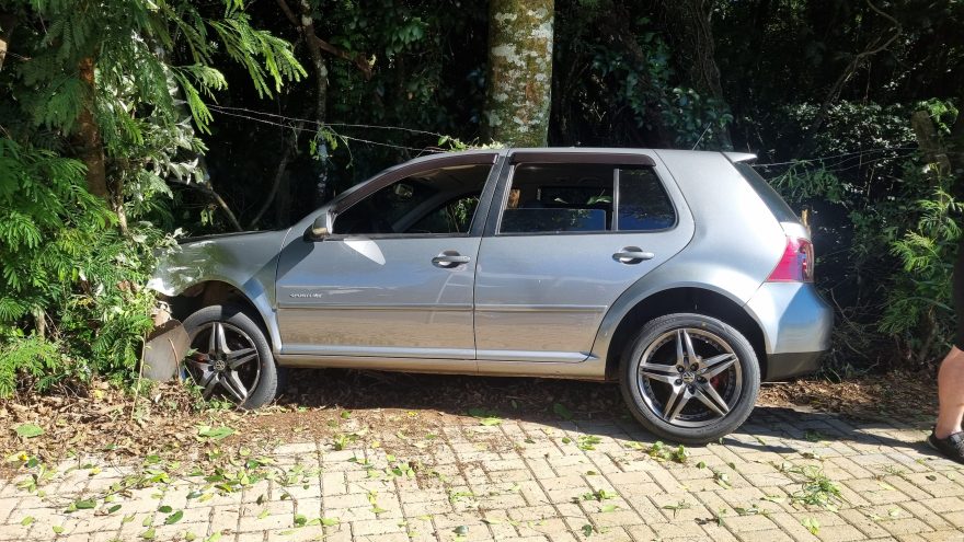 Carro passa reto e adentra em área do Zoológico de Cascavel