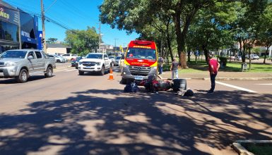 Imagem referente a Motociclista fica ferido após ser atingido por carro na Avenida Brasil