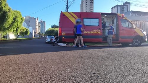 Imagem referente a Jovem de 22 anos fica ferido em acidente entre moto e Honda Civic no Claudete