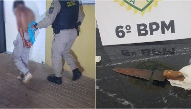 Imagem referente a Acusado de esfaquear homem de 37 anos no Centro é detido pela PM