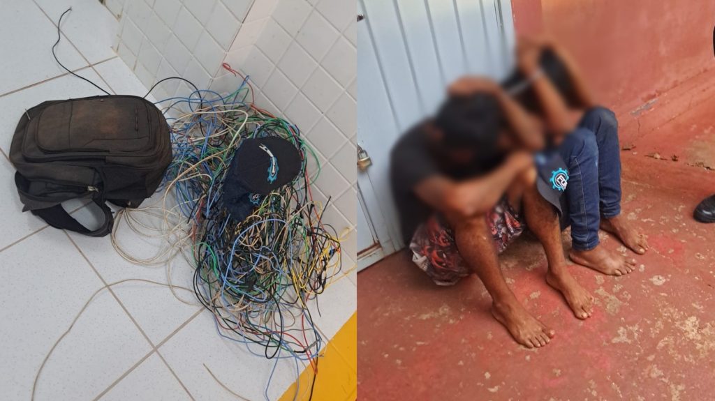 Dupla é detida em flagrante pela GCP após furto de fios em escola no Coqueiral Dupla é detida em flagrante pela GCP após furto de fios em escola no Coqueiral