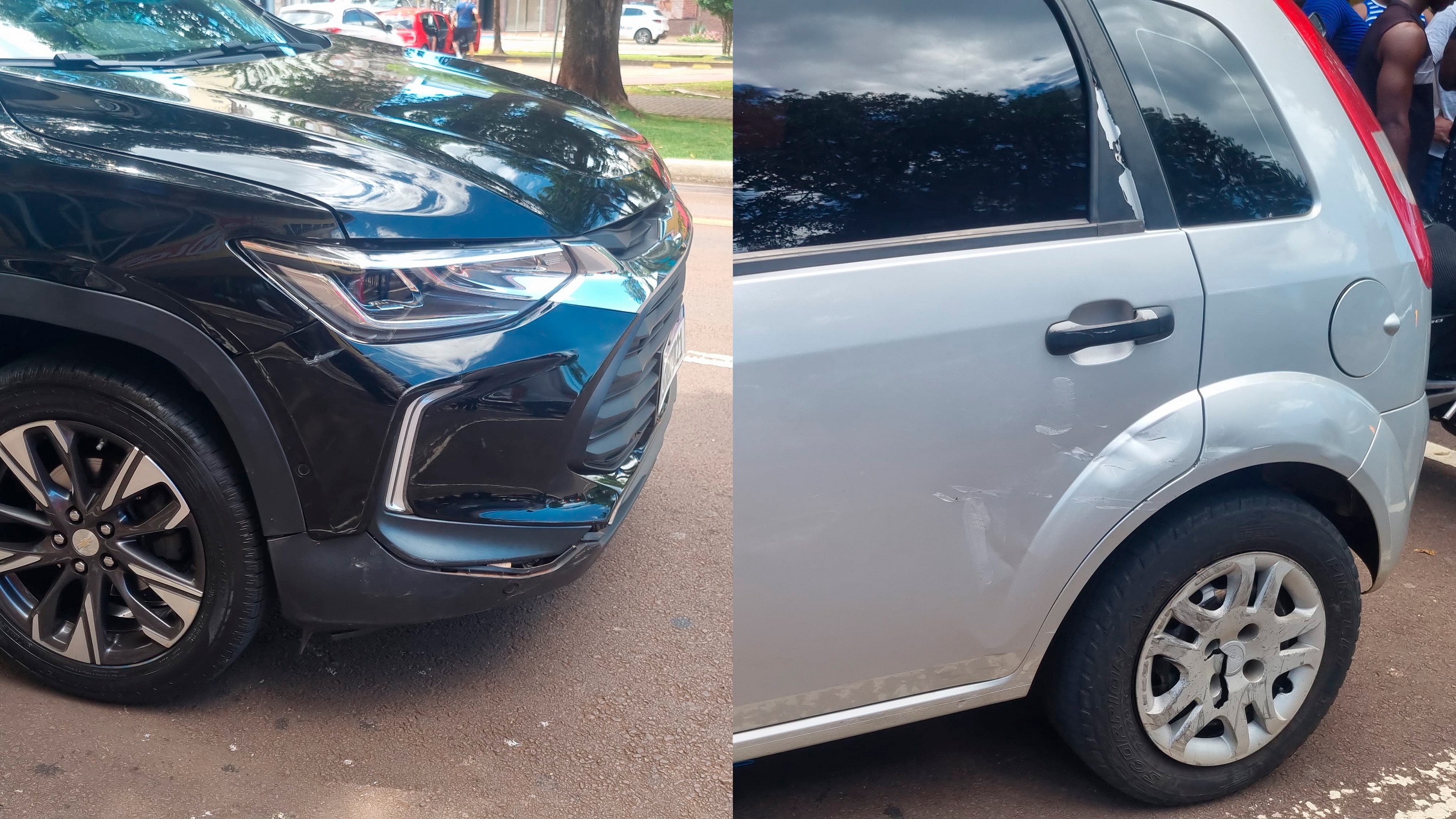Tracker e Fiesta colidem na Avenida Brasil em Cascavel