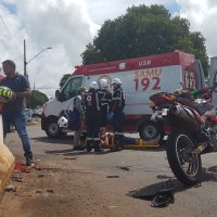 Imagem referente a Acidente no viaduto da Rua Domiciano Theobaldo Bresolin deixa motociclista ferido