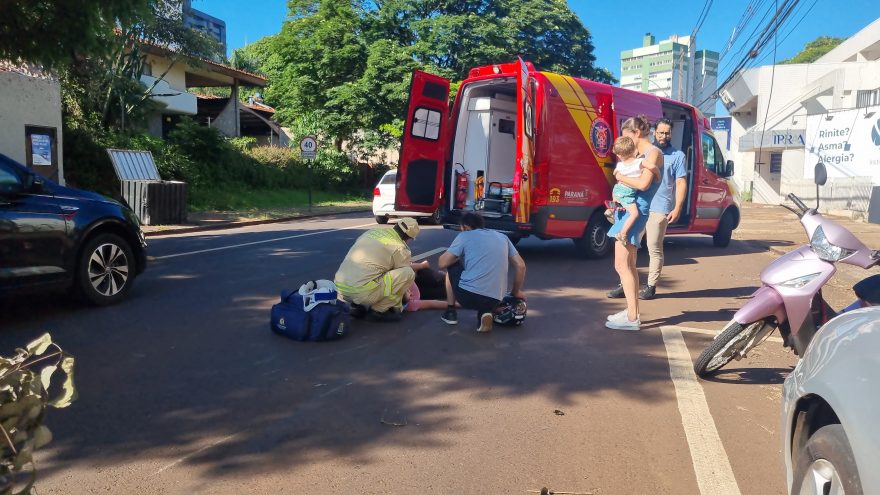 Motociclista é vítima de acidente de trânsito no Centro