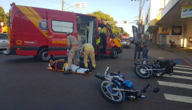 Imagem referente a Duas pessoas ficam feridas em acidente entre motos na Avenida Brasil