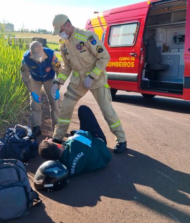 Imagem referente a Motociclista fica ferido em acidente na BR-467, em Cascavel