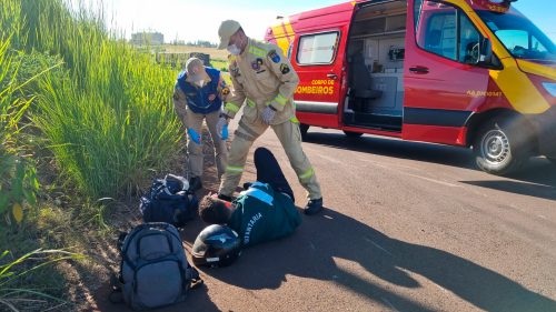 Imagem referente a Motociclista fica ferido em acidente na BR-467, em Cascavel