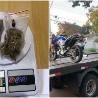 Imagem referente a Choque apreende motocicleta e maconha com casal no Brasmadeira