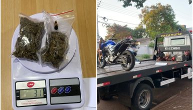 Imagem referente a Choque apreende motocicleta e maconha com casal no Brasmadeira