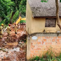 Imagem referente a Deslizamento de terra faz casa desabar, mas moradores escapam ilesos