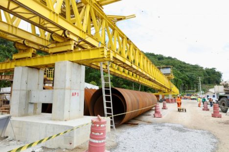 Imagem referente a Com avanços na estrutura, Ponte de Guaratuba alcança 35,3% de execução