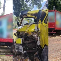 Imagem referente a Motorista escapa ileso após caminhão descer ladeira e colidir contra muro em Medianeira