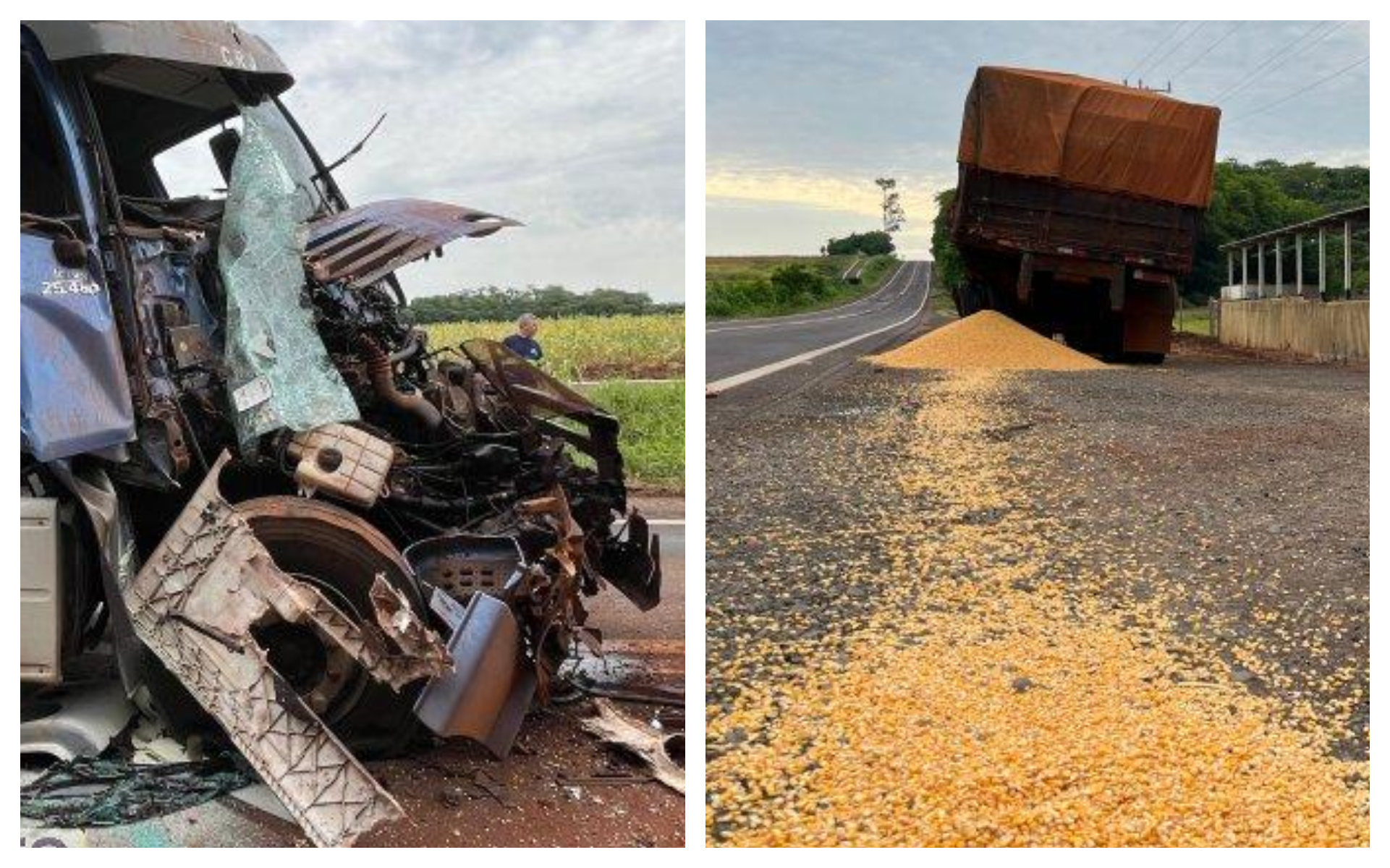 Colisão entre carretas provoca bloqueio e alerta na rodovia PR-317
