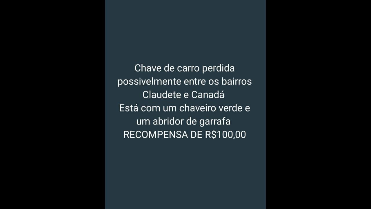 Foi perdido uma chave no bairro Cancelli