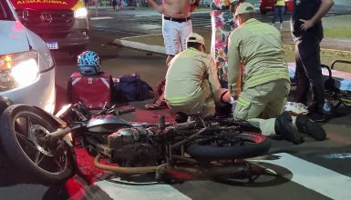 Imagem referente a Motociclista sofre fratura exposta em acidente na Avenida Brasil