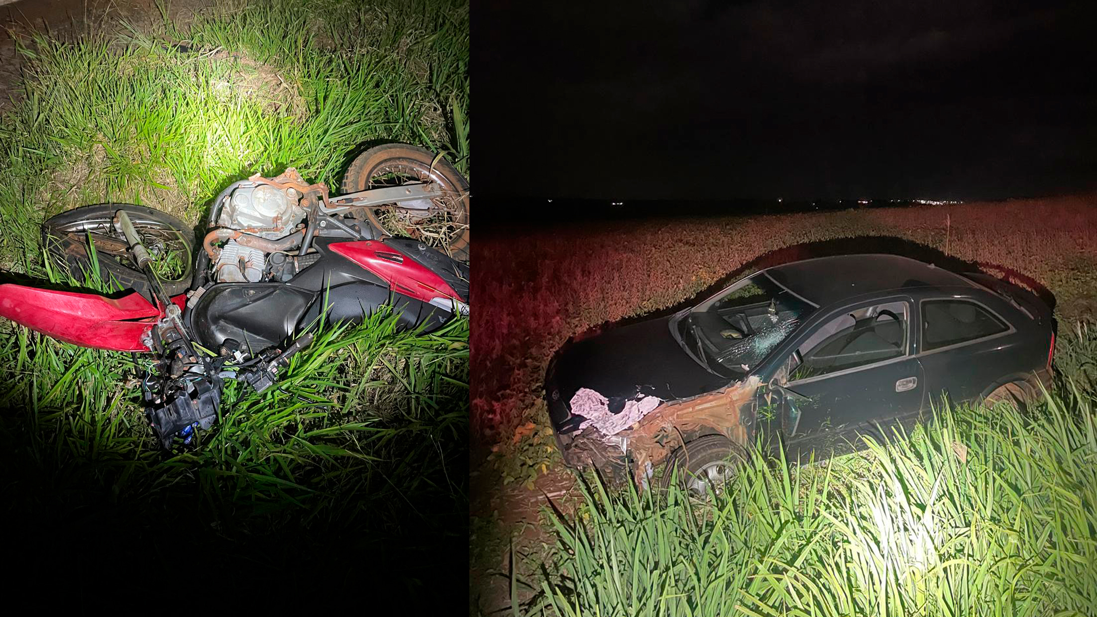 Acidente na PR-581 envolve carro e moto; motociclista é hospitalizado em estado grave