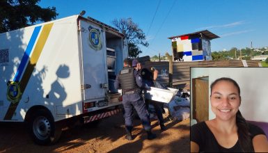 Imagem referente a Corpo de Aline Canhet, vítima de feminicídio, é recolhido no Cascavel Velho