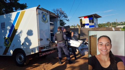 Imagem referente a Corpo de Aline Canhet, vítima de feminicídio, é recolhido no Cascavel Velho