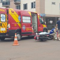 Imagem referente a Motociclista fica ferido após acidente na Rua Rio Grande do Sul