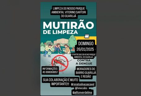 Imagem referente a Moradores do Bairro Guarujá farão mutirão de limpeza no Parque Ambiental na próxima semana