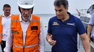 Vice-governador Darci Piana e lideranças acompanham obras da Ponte de Guaratuba