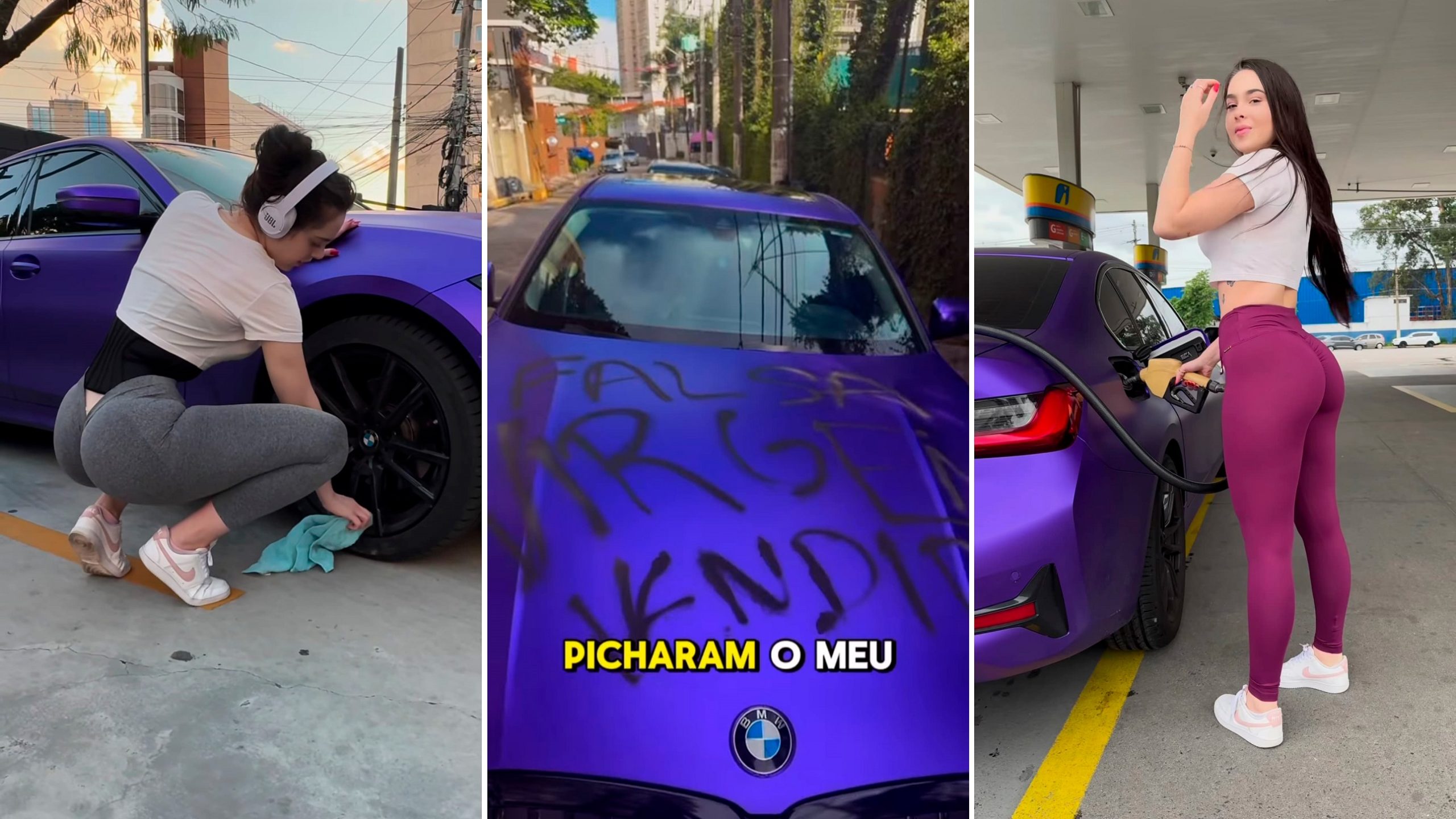 "Falsa Virgem": Produtora de conteúdo adulto tem BMW vandalizada