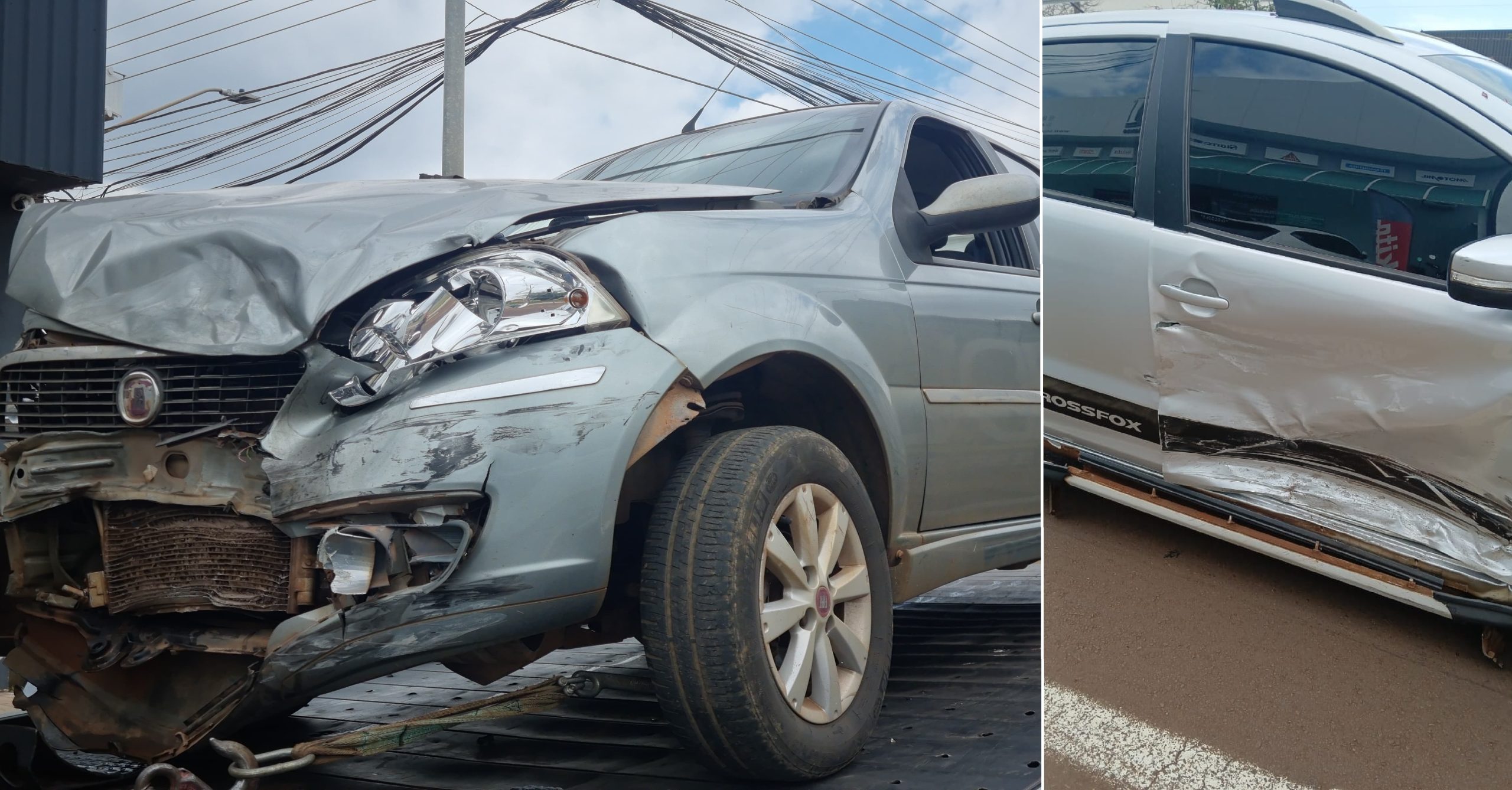 Siena e Crossfox se envolvem em colisão na Avenida Barão do Rio Branco