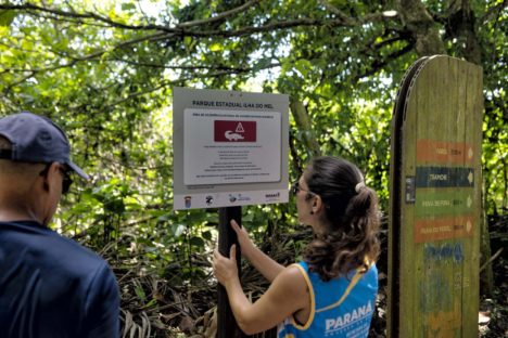 Imagem referente a Ilha do Mel: IAT inicia instalação de placas educativas de cuidado com fauna