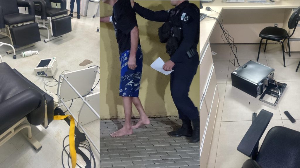 Paciente agressivo é detido após ameaçar equipe de saúde e provocar danos na Upa Brasília