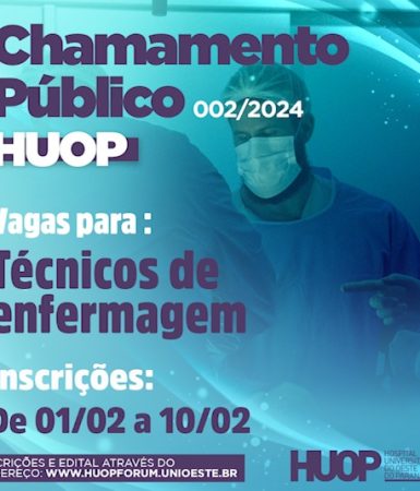 Imagem referente a HUOP divulga chamamento público para Técnicos de Enfermagem