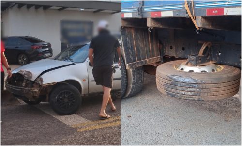 Imagem referente a Batida no Bairro Universitário: Fiesta e caminhão colidem, mas ninguém se fere