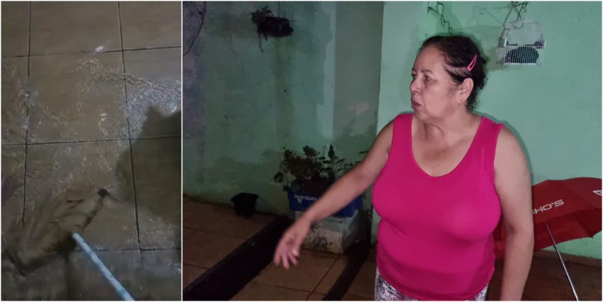 Casa é alagada no Floresta e moradora clama por socorro