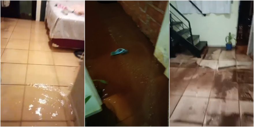 Estrutura de muro cede e água invade residências no Bairro Sanga Funda
