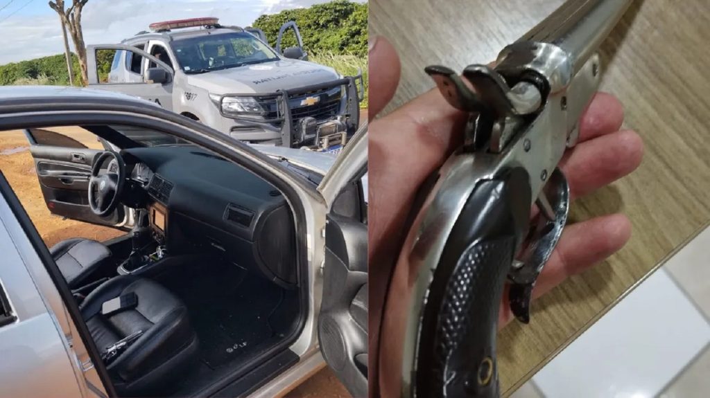 Homem é flagrado dirigindo com criança no colo e em posse de arma de fogo em Apucarana