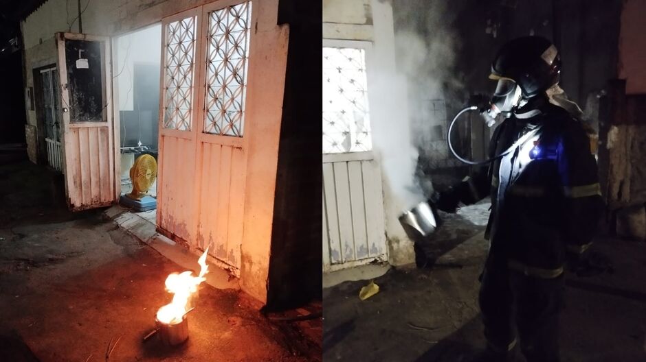 Bombeiros apagam chamas de panela de pressão em residência