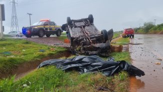 Identificado homem que morreu em capotamento na BR-163, em Cascavel