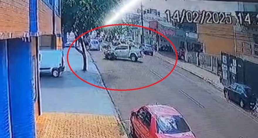 Câmera flagra como aconteceu acidente que deixou motociclista ferido na Rua Cuiabá