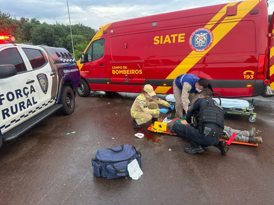 Motociclista perde os dentes em acidente às margens da BR-277
