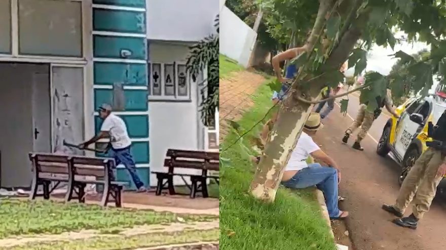 Homem destrói fachada de posto de saúde com enxada e é preso pela PM