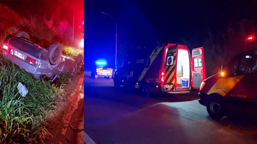 Família fica ferida em capotamento na BR-163, em Cascavel