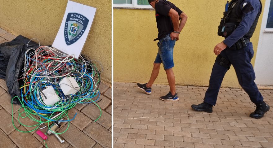 Indivíduo é detido pela Guarda Municipal com fios furtados
